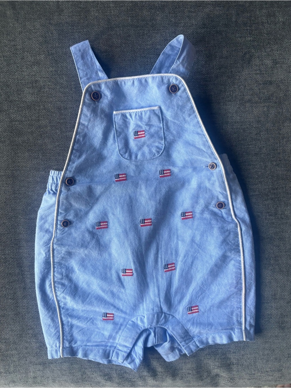 Janie & Jack flag Embroidered Shortalls